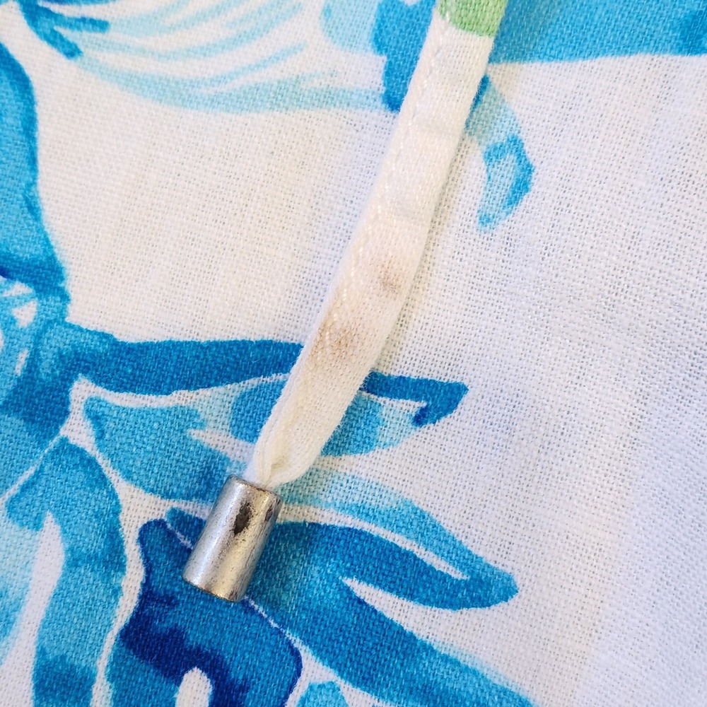Tommy Bahama Womens M Linen Blend Floral Wide Leg Drawstring Pants Blue Green - Picture 10 of 10